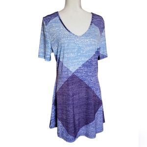 NWOT Lily by Firmiana Women's Short Dress Tunic Purple Blue White Sz L